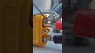 The process of welding 8awg silicone wire on the plug of xt90i#Solder#electrician#shorts