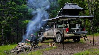 Truck Camping in Rain at Backcountry Lake
