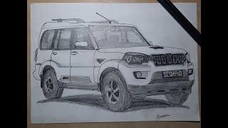 Mahindra Scorpio Pencil Sketch