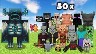 Warden vs Every Minecraft Mob in Minecraft x50 - Bulky Warden vs Mobs 1v50