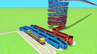 TRAIN CROSSING⭕️SPRING ROLLING TRACKS AND UTRUN TRACKS RAILROAD RAILWORK BEANG DRIVE