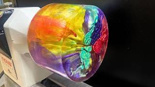 Woodturning  a BEAUTIFUL Resin Bowl with  Floating Colors