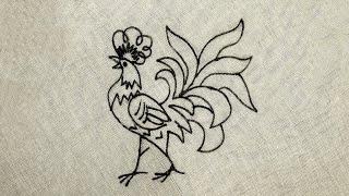 creative hand embroidery designs of a Cock | learn various types of elegant embroidery stitches #NKD