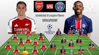 Head To Head Line Up Arsenal vs PSG Matchday 2 League Phase UCL Season 2024/2025