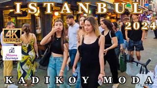 ISTANBUL 4K WALIKING TOUR | KADIKOY MODA STREET | JUNE 2024 | UHD 4K 60 FPS