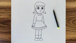 How to Draw Shizuka from Doraemon step by step easy | Drawing | Sketch | Request Drawing #10