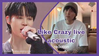 Jungkook Reacting and Singing to Like Crazy live version on Leemujin Service