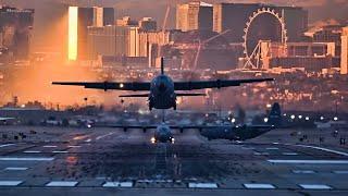 Multiple Aircraft Takeoff & Land At Nellis AFB (2022)