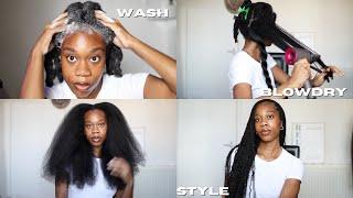 MY NATURAL HAIR PROTECTIVE STYLE PREP ROUTINE! (WASH, PREP + BLOWOUT)