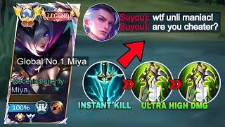 UNLI MANIAC!! MIYA GLOBAL BEST HIGH DAMAGE BUILD FOR EASY RANK UP!! (100% BROKEN) - Mobile Legends