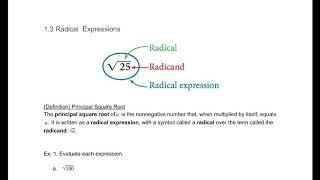 1.3 Radicals and Rational Exponents