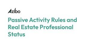 Passive Activity Rules for Landlords and Real Estate Professional Status