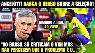  EITA! ANCELOTTI SE IRRITA COM CRÍTICAS A VINICIUS e MANDA A REAL AO VIVO sobre a SELEÇÃO!