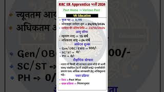 Eastern Railway New Vacancy 2024 ll Eastern Railway RRC ER Various Post Apprentice Recruitment 2024