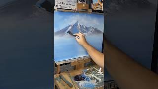 Epic Mountain Painting on a Big Canvas #satisfying #oilpainting #art