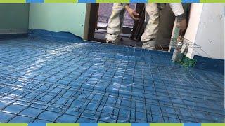 floor screed pour embarrassed leveling bath