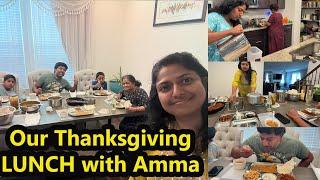 காலை முதல் மாலை வரை with Amma~ Our Thanksgiving Preparation & Family lunch time ~Family TravelerVLOG