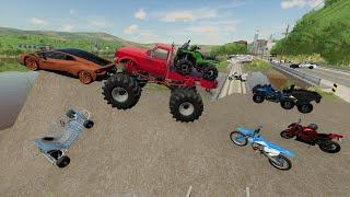 Stuntman jumps Monster Truck over huge river | Farming Simulator 22