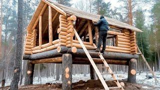 Man Builds Amazing Log House in Forest | Start to Finish by @bushcraftua1