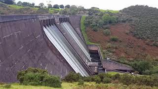 Meldon Reservoir Dam Spillway Overflowing