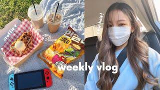 vlog | new hair, rosé tteokbokki, asian supermarket  croffle, pre-lockdown picnic 