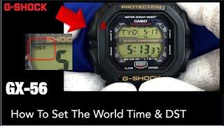 CASIO G-Shock GX-56 How to adjust World Time & DST - Tutorial