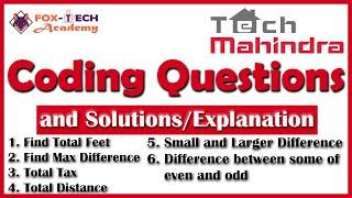 Tech Mahindra Coding Questions 2021 | Tech mahindra all coding questions and solution 2021 | Foxtech