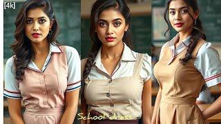 [4k] Indian Girl school dress Lookbook- charming and graceful model- class room view #school #ai#art