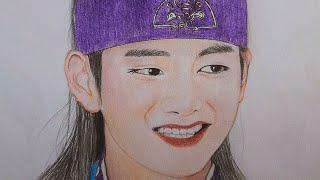 BTS V Hwarang  colourfulllll drawing#bts Kim taehyung drawing#short video# BTS viral video