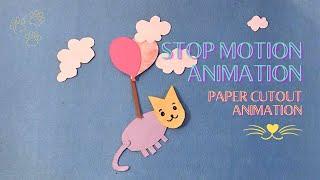 Stop Motion Video | Paper Cutout Animation | 20 seconds Animation | 2d Animation | A Cat Story