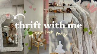 THRIFT WITH ME VLOG for aesthetic fashion & homewares + try on haul