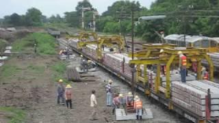 Unload Concrete Sleeper from train at Lam Na Rai Station