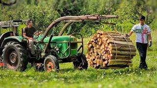 Deutz D40 Holz Bündel stapeln, Frontlader, Oldtimer