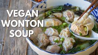 Most cozy and delicious vegan wonton soup