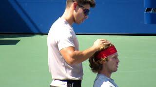 Andrey Rublev Angry Gets Head Massage to Stop Anger