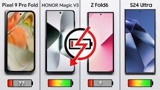 Google Pixel 9 Pro Fold vs. Magic V3 vs. Z Fold 6 vs. S24 Ultra Battery Test