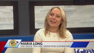 Green Pine second grade teacher Maria Long receives $500 for making a lasting impression with studen