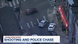 Suspect drives down sidewalk, jumps out of car during wild chase in Philadelphia