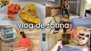 VLOG de UM DIA COMIGO | Rotina de CASA treino, organização da casa, limpei a geladeira 