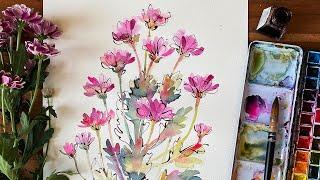 Loose Expressive Watercolor and Ink Flowers Workshop Tutorial