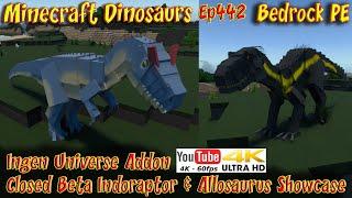 Ingen Universe Beta Indoraptor Allosaurus Showcase 4K60FPS Minecraft Bedrock PE Dinosaurs Ep442