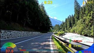 Ultimate Indoor Cycling Workout Italy Alps Lake Neves Telemetry Display 4K Video