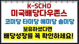 월배당ET  K-SCHD 미국배당다우존스 배당성장률 꼭 확인하세요 / 수수료비교 코미당 타미당 에미당 솔미당