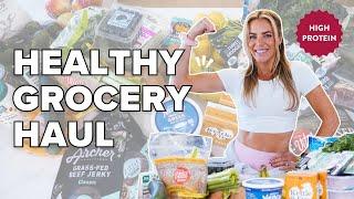 high protein GROCERY HAUL to lose weight | healthy meal ideas + free detox