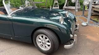 Take a tour of "Ziggy", a gorgeous green 1959 Austin Healey Bugeye Sprite for sale at bugeyeguys.com