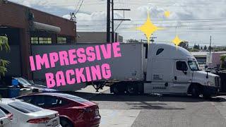 Impressive Semi Truck Backing In Tight Quarters