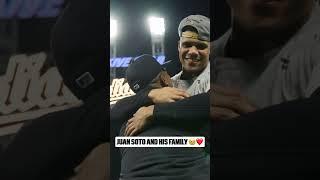 Juan Soto shares a special moment w/his family after the Yankees clinched a #WorldSeries berth ️