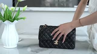 Chanel Classic Flap Medium | Lambskin & Gold-Tone Metal Black | Luxury Vintage Fashion Style Bags