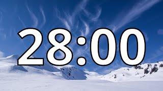 28 Minute Timer | Snowy Mountains | NO Music