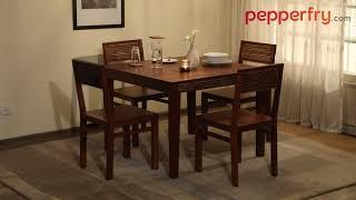 Lima Solid Wood 4 Seater Dining Table in Honey Oak Finish